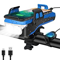 SEWOBYE Luz Bicicleta USB Recargable- 550 Lúmenes Luces Bicicleta con Alarma y Soporte Teléfono- Luz LED Bicicleta para…